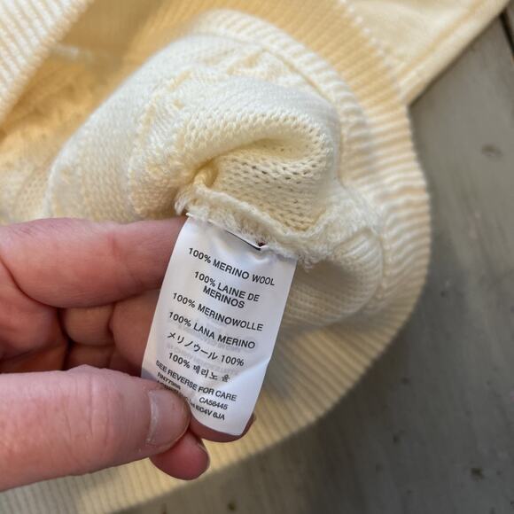 J Crew Cream Fringe Cable Knit Argyle Sweater Women’s Sz M Merino Wool Preppy - Picture 5 of 8